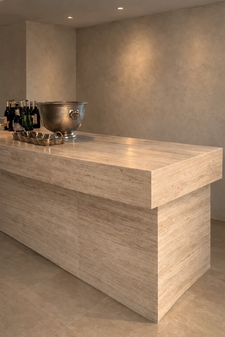 Stone counter with a coffee machine